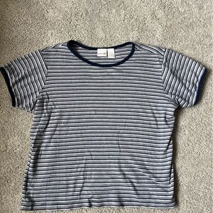 Vintage Navy and White Striped Ringer Tee